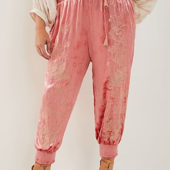 Anthropologie Rosie Embroidered Velvet Joggers - Picture 4 of 10